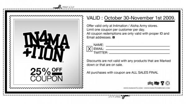 IN4MATION & ALOHA ARMY HALLOWEEN COUPON